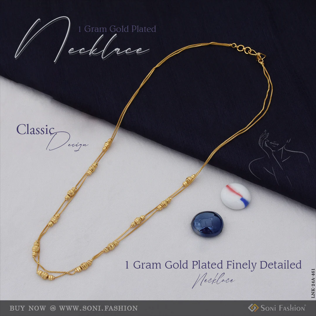 1 Gram Gold Plated Classic Design Finely Detailed Necklace for Lady - Style A461