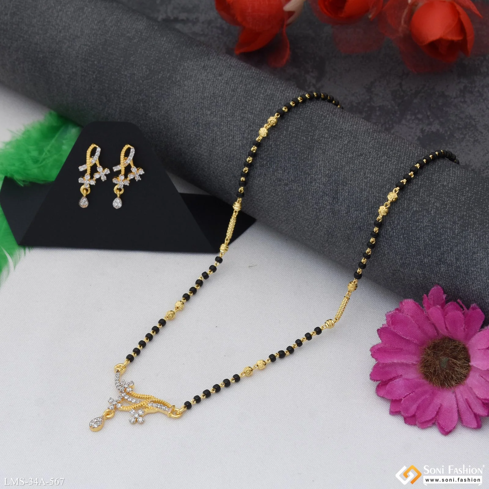 1 Gram Gold Plated Classic Design Mangalsutra Set for Women - Style A567 - Image 2