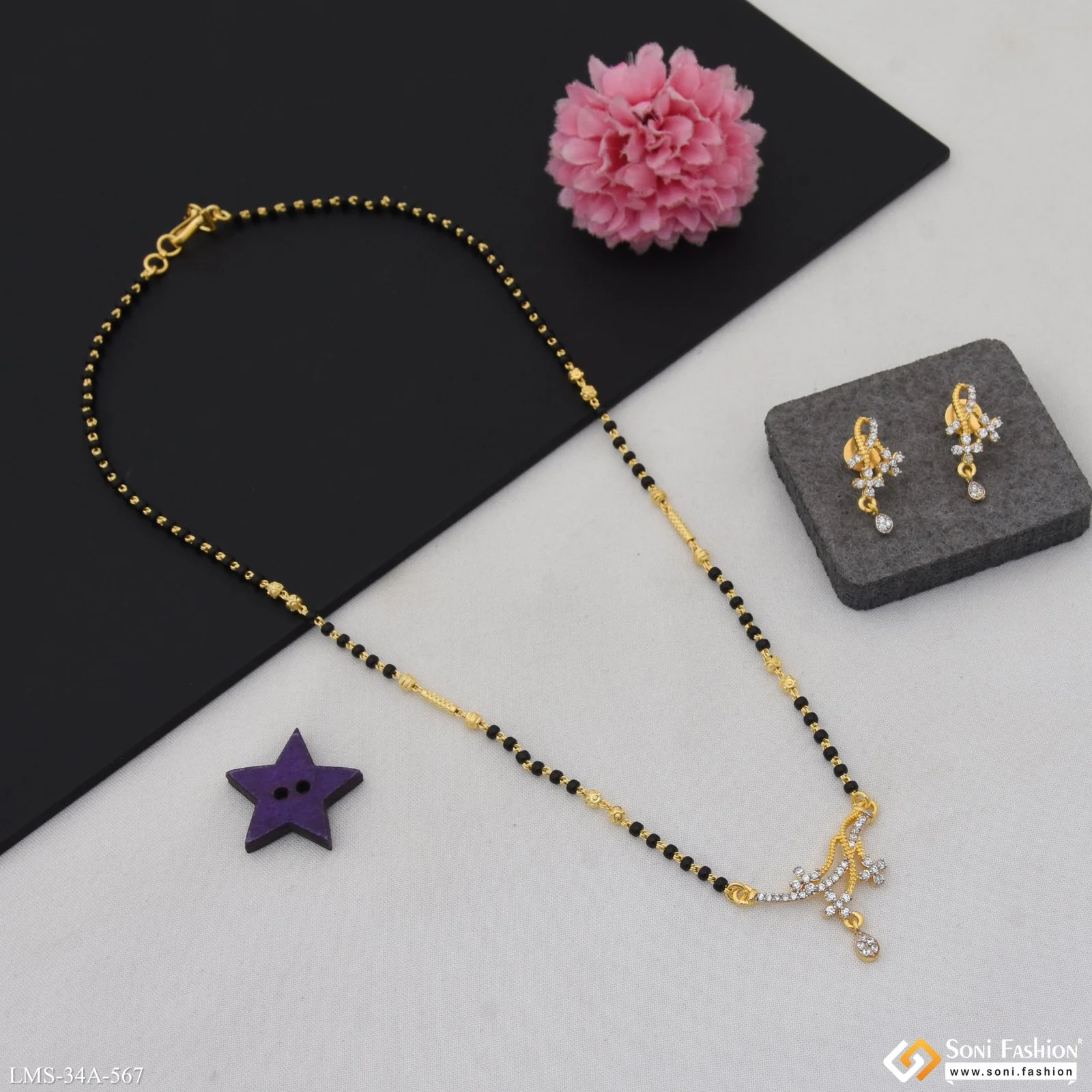 1 Gram Gold Plated Classic Design Mangalsutra Set for Women - Style A567 - Image 4