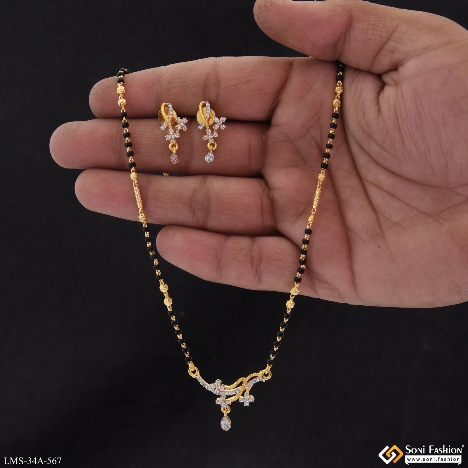 1 Gram Gold Plated Classic Design Mangalsutra Set for Women - Style A567 - Image 5
