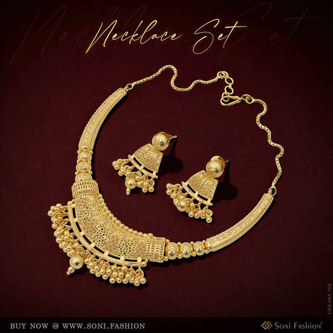 1 Gram Gold Plated Classic Design Necklace Set for Women - Style A702