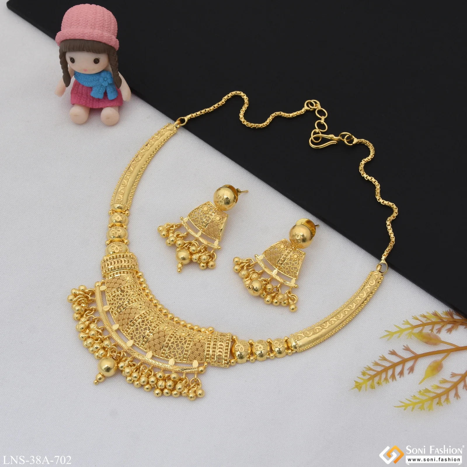 1 Gram Gold Plated Classic Design Necklace Set for Women - Style A702 - Image 4