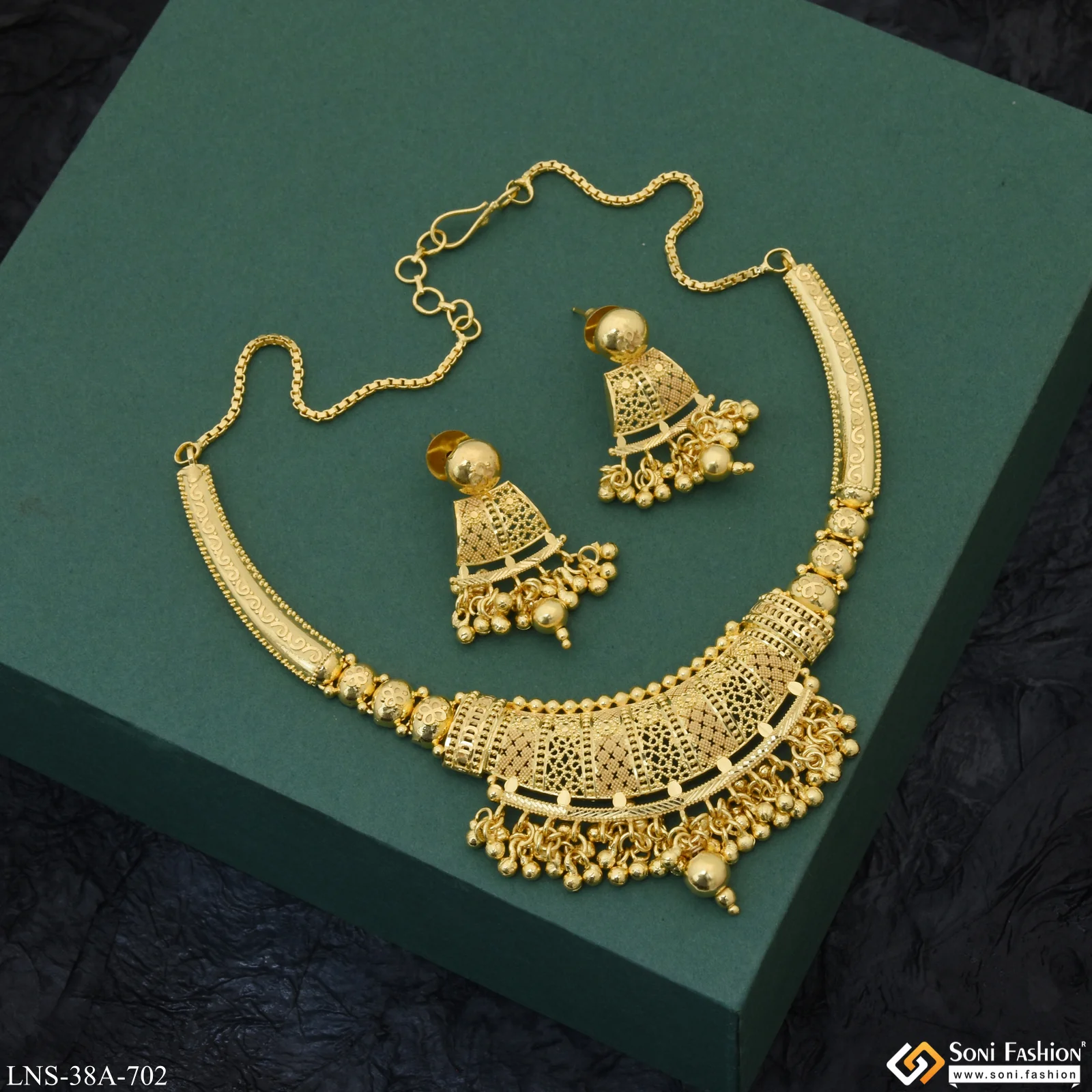 1 Gram Gold Plated Classic Design Necklace Set for Women - Style A702 - Image 5