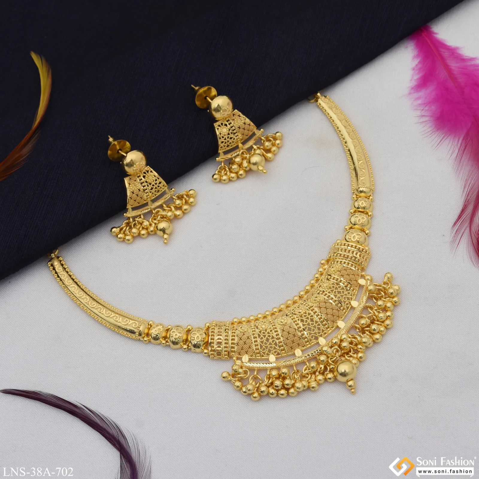 1 Gram Gold Plated Classic Design Necklace Set for Women - Style A702 - Image 6