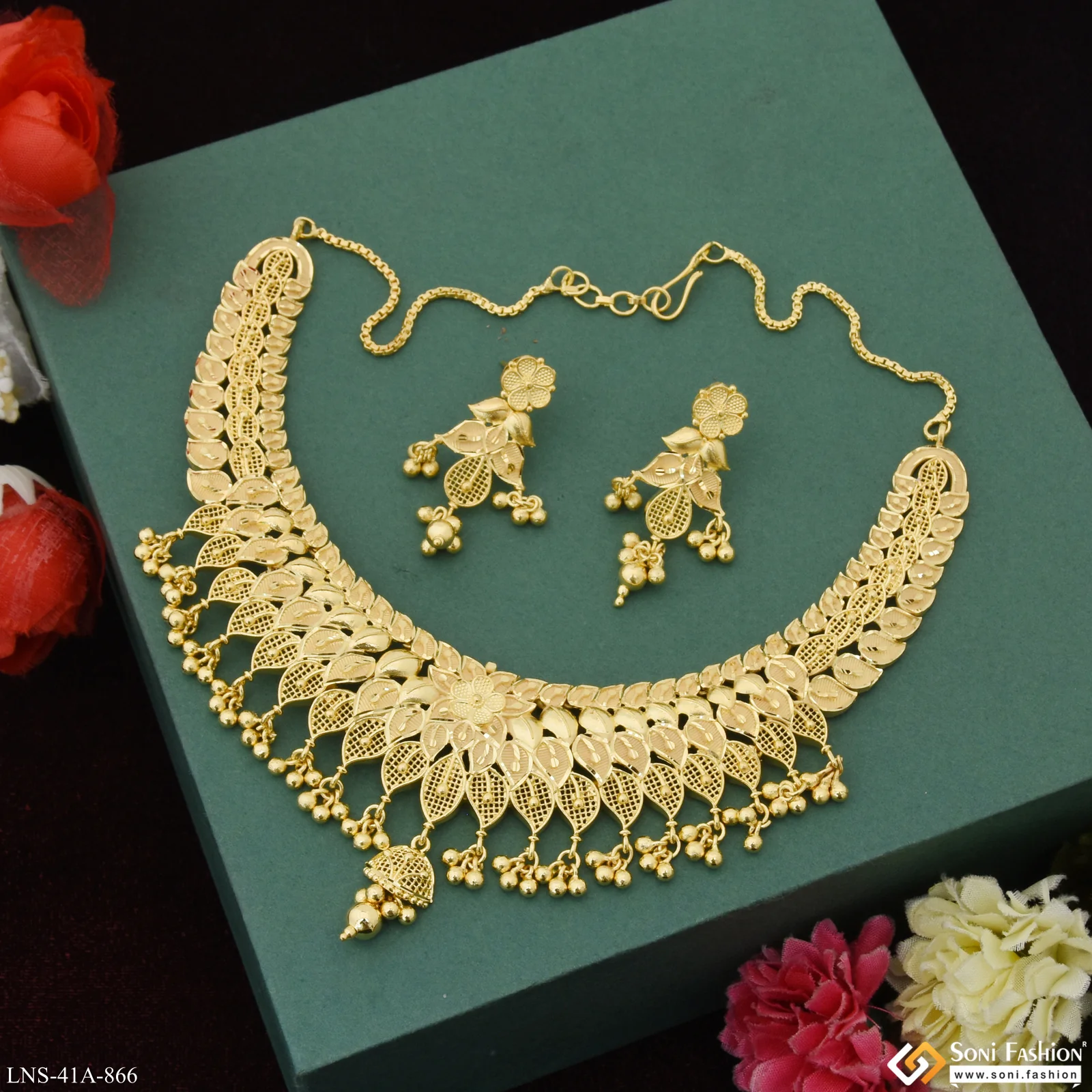 1 Gram Gold Plated Classic Design Necklace Set for Women - Style A866 - Image 4