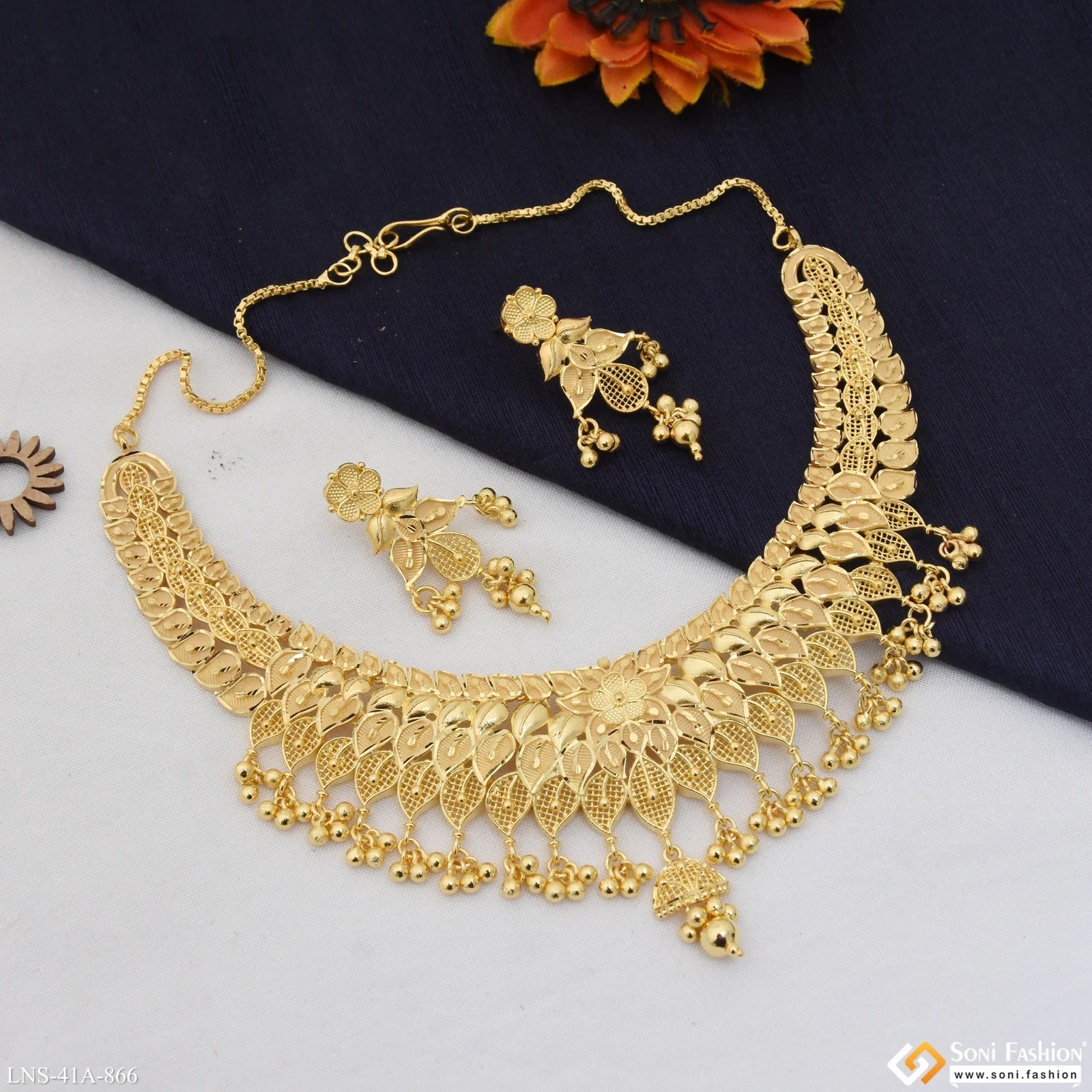 1 Gram Gold Plated Classic Design Necklace Set for Women - Style A866 - Image 5