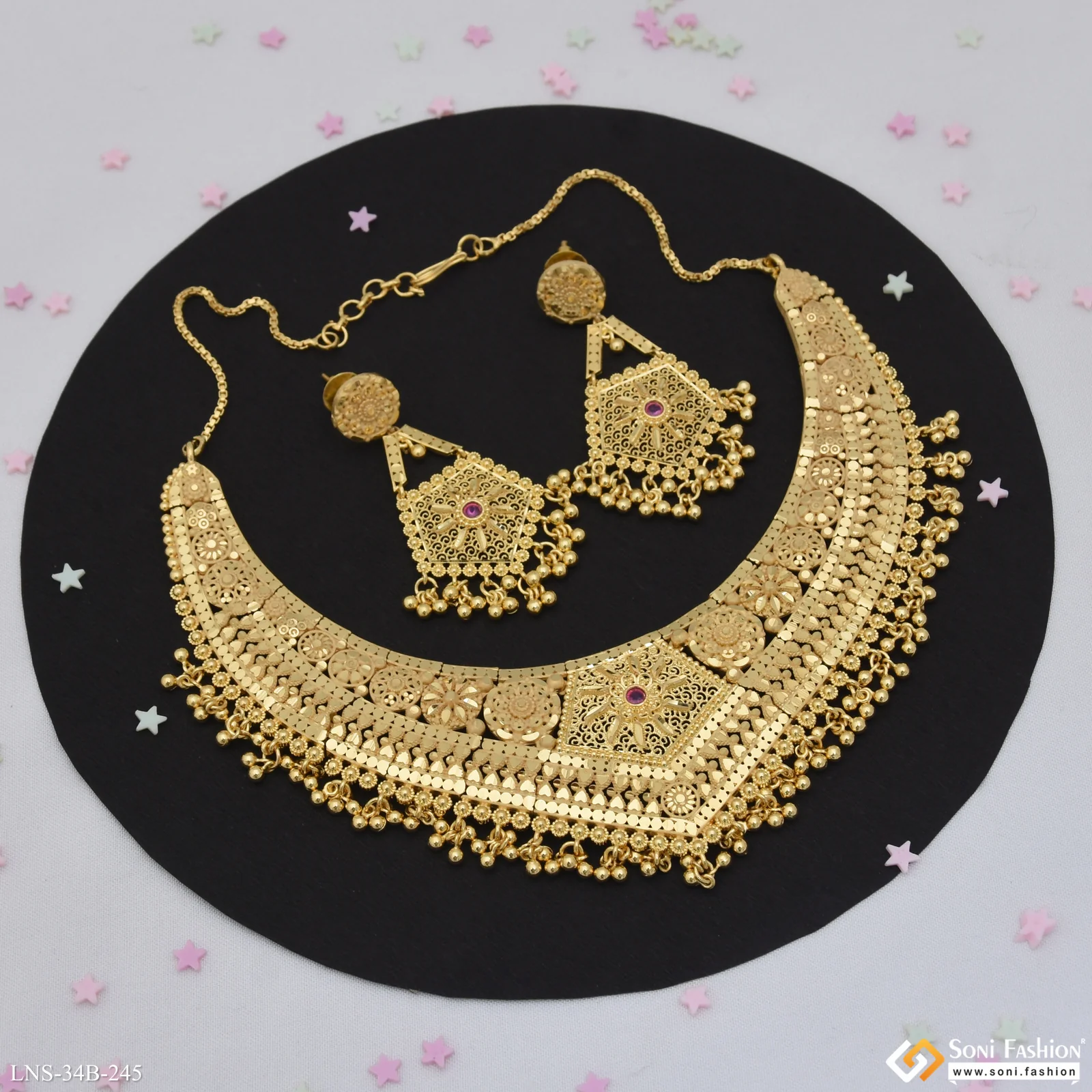 1 Gram Gold Plated Classic Design Necklace Set for Women - Style B245 - Image 2