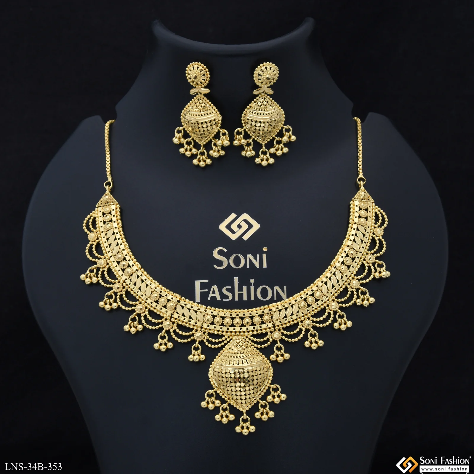 1 Gram Gold Plated Classic Design Necklace Set for Women - Style B353