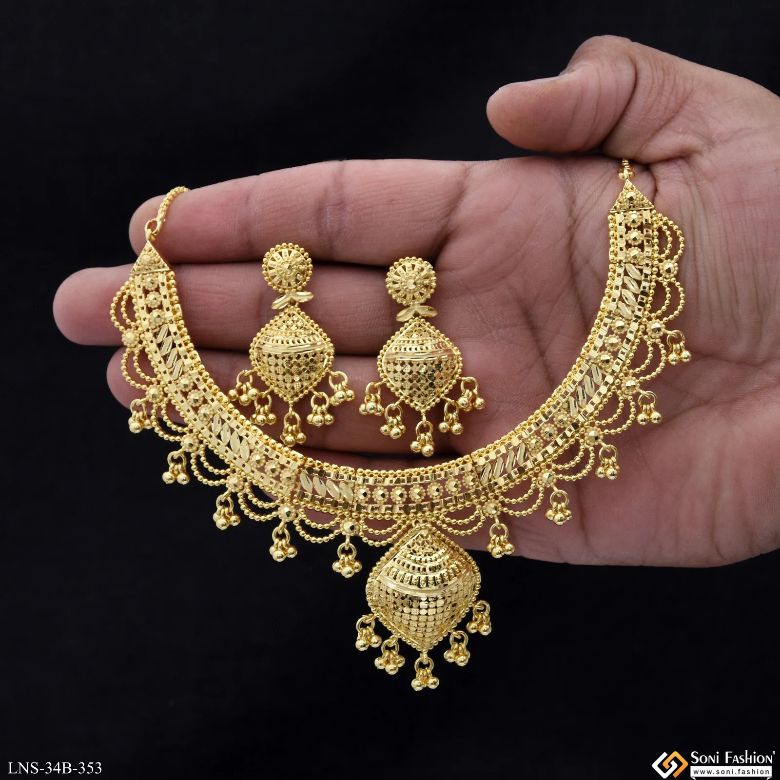 1 Gram Gold Plated Classic Design Necklace Set for Women - Style B353 - Image 2