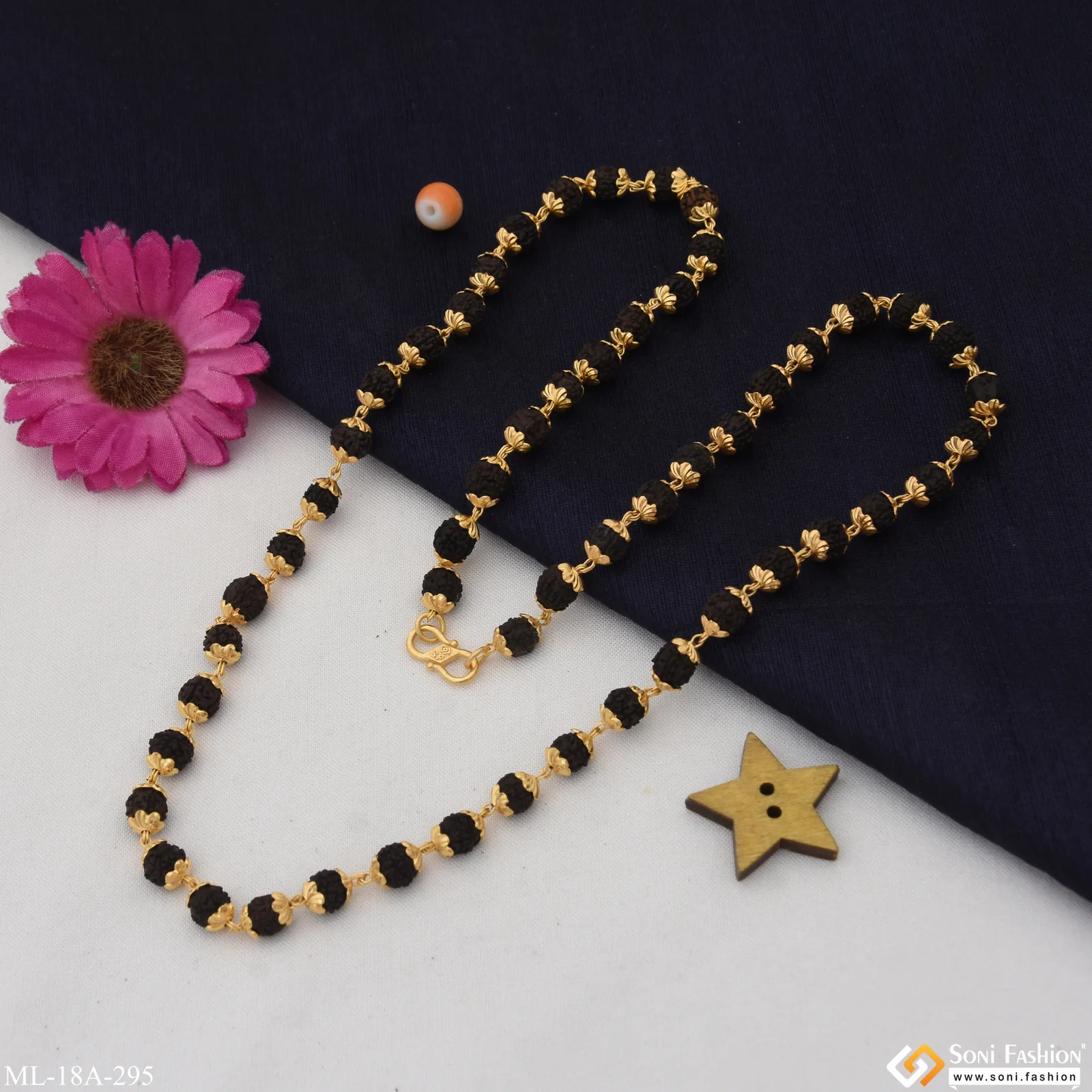 1 Gram Gold Plated Classic Design Rudraksha Mala for Men - Style A295 - Image 8