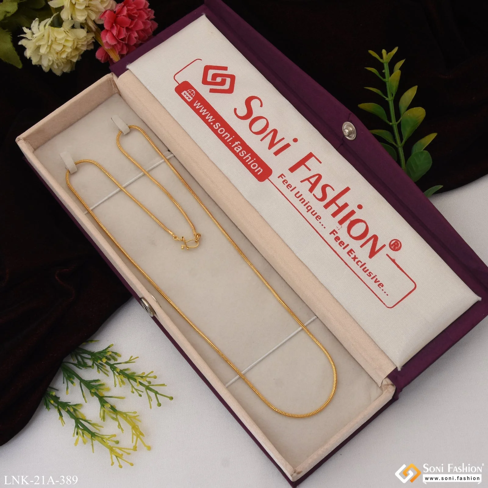 1 Gram Gold Plated Cool Design Latest Design Chain for Ladies - Style A389 - Image 2