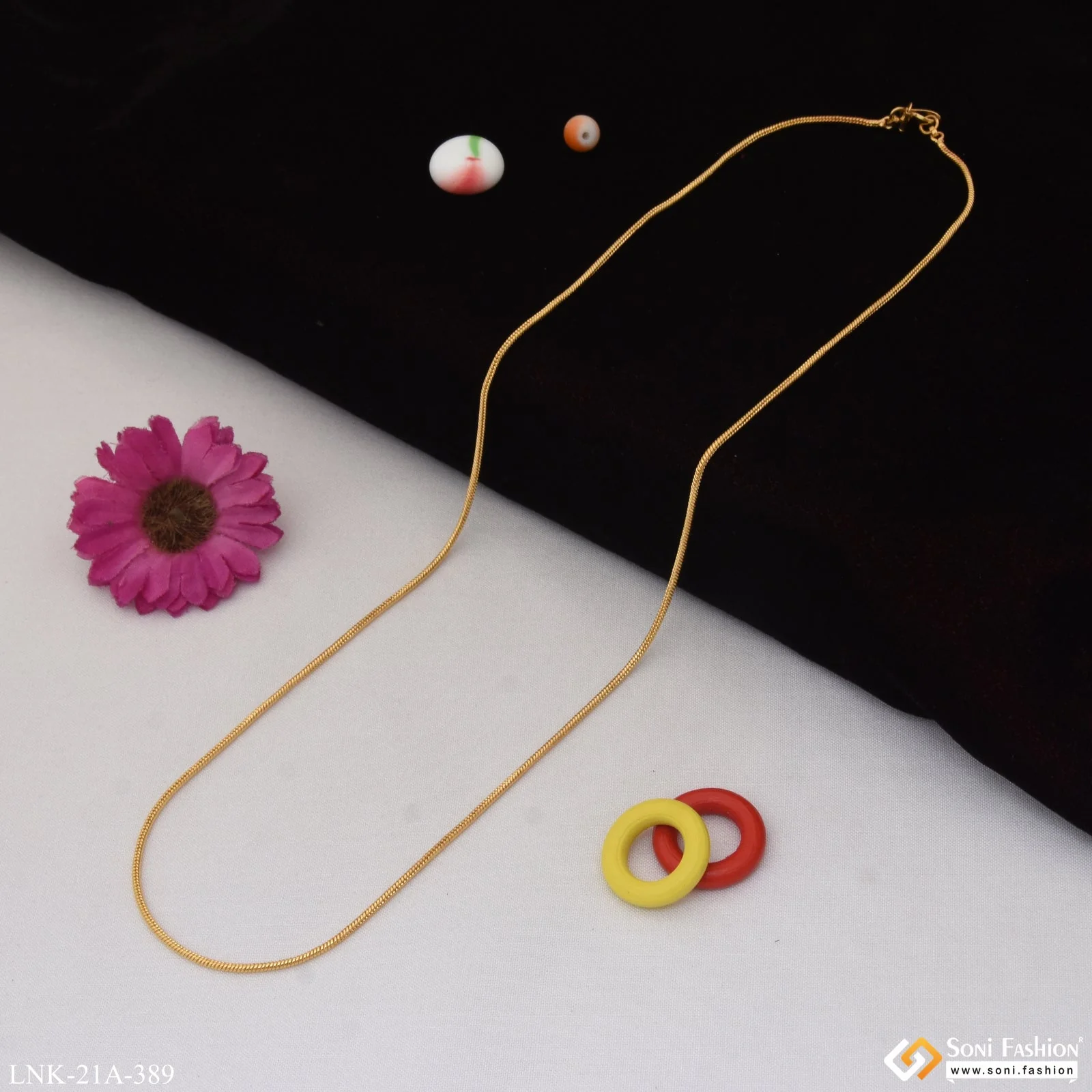 1 Gram Gold Plated Cool Design Latest Design Chain for Ladies - Style A389 - Image 4