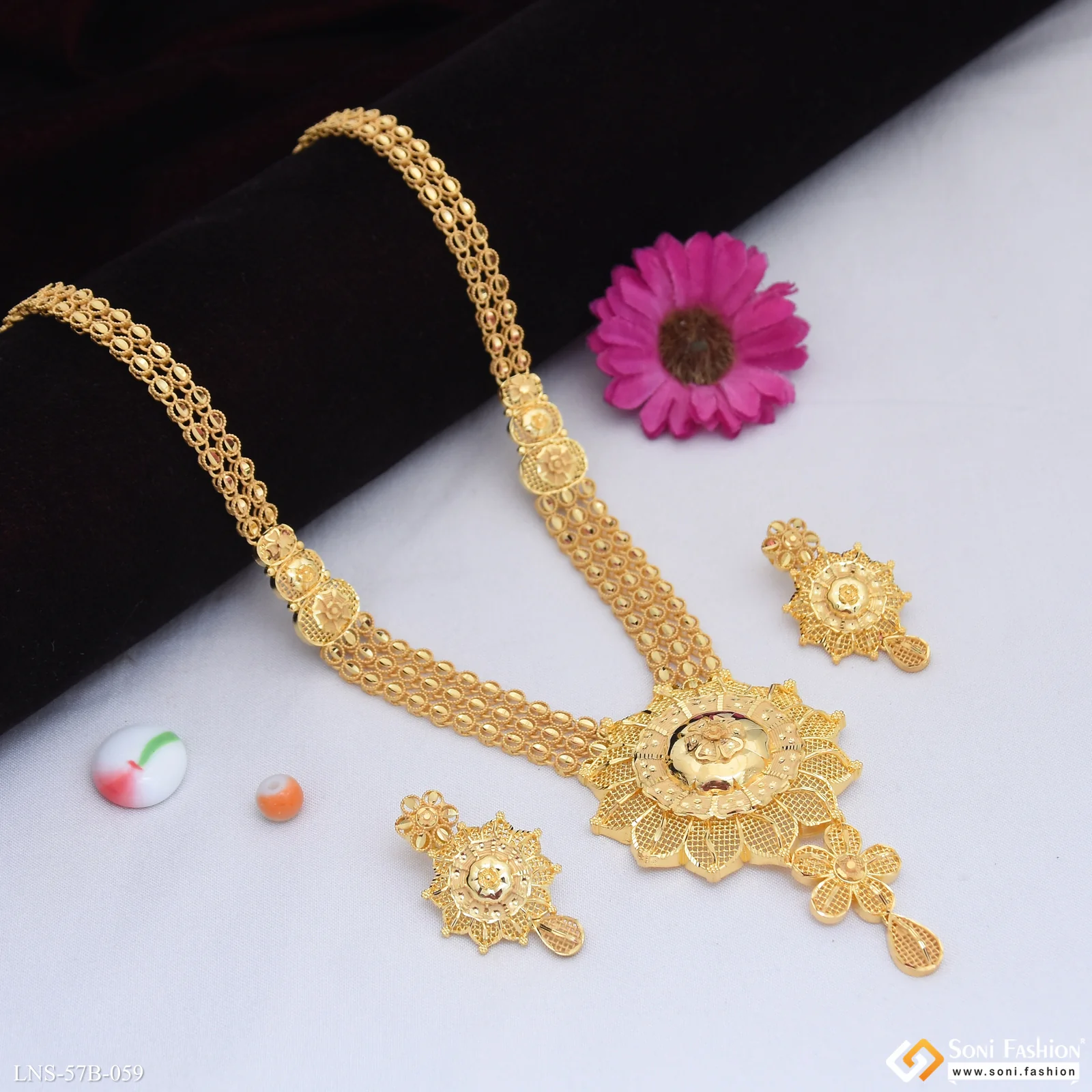1 Gram Gold Plated Cool Design Necklace Set for Women - Style B059 - Image 3