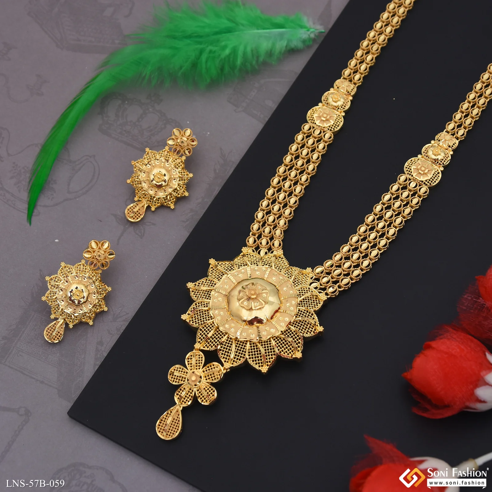1 Gram Gold Plated Cool Design Necklace Set for Women - Style B059 - Image 4