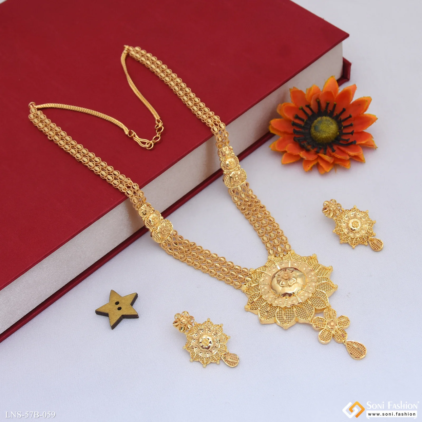 1 Gram Gold Plated Cool Design Necklace Set for Women - Style B059 - Image 5