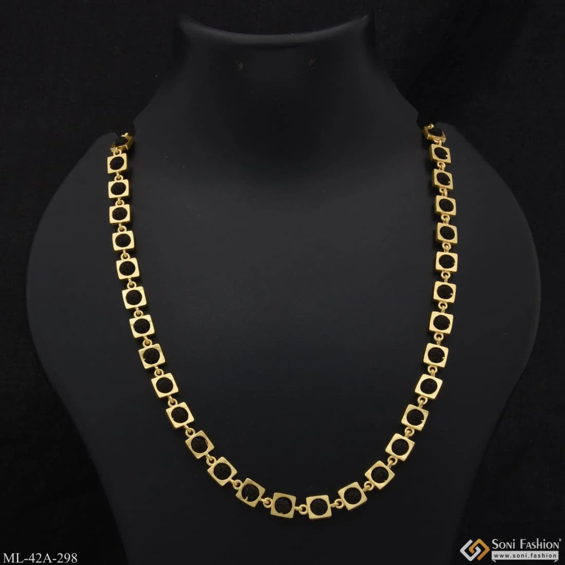 1 Gram Gold Plated Cool Design Superior Quality Rudraksha Mala For Men - Style A298 - Image 3