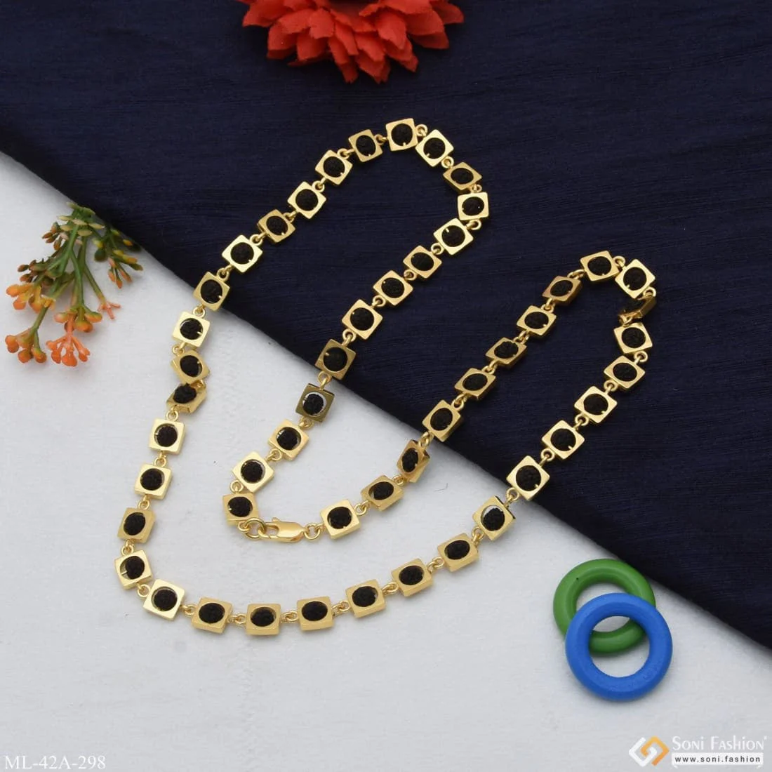 1 Gram Gold Plated Cool Design Superior Quality Rudraksha Mala For Men - Style A298 - Image 7