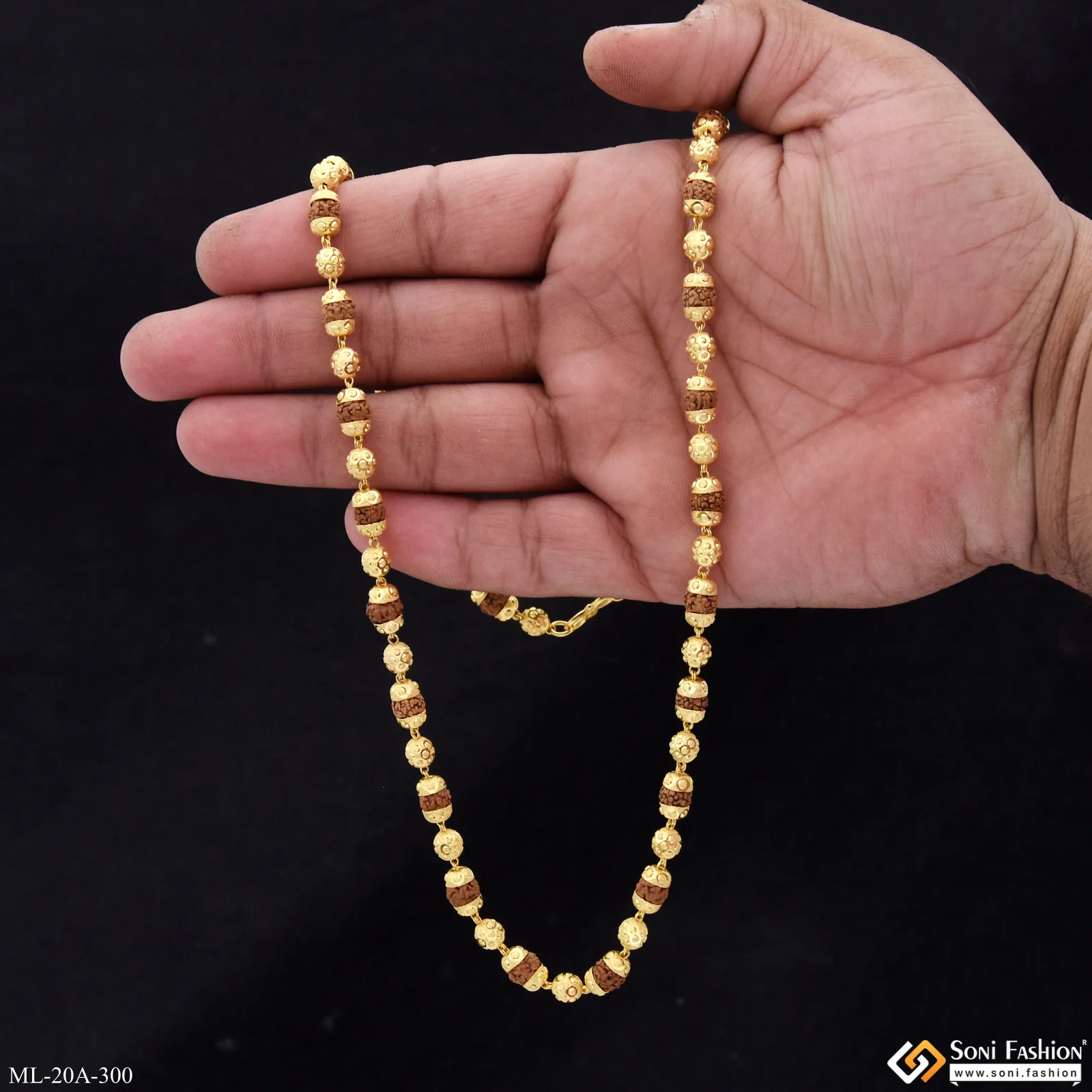 1 Gram Gold Plated Cool Design Superior Quality Rudraksha Mala For Men - Style A300 - Image 7