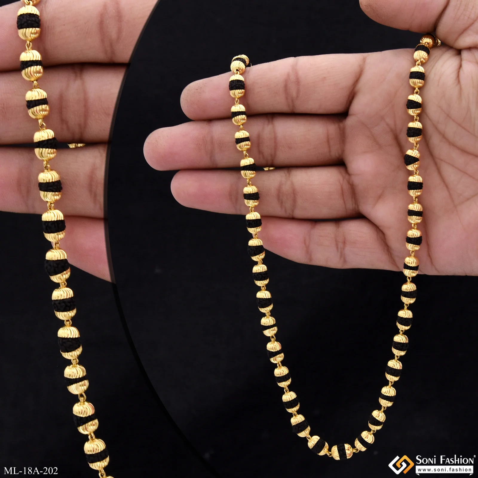 1 Gram Gold Plated Cute Design Best Quality Rudraksha Mala for Men - Style A202 - Image 3