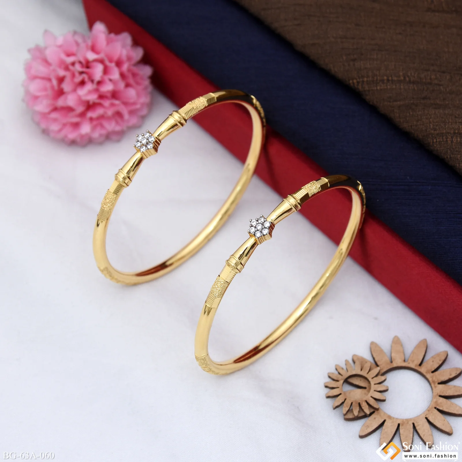1 Gram Gold Plated Dazzling Design Bangles for Ladies - Style A060 - Image 5
