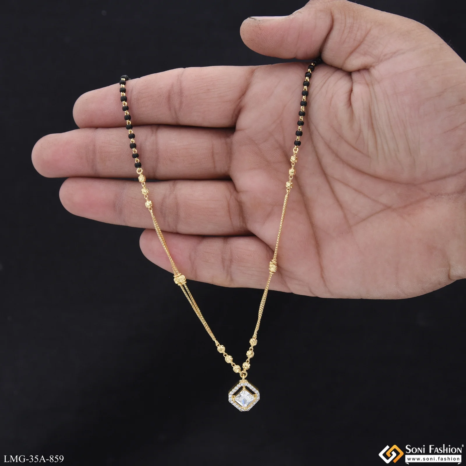 1 Gram Gold Plated Dazzling Design Mangalsutra for Women - Style A859 - Image 2