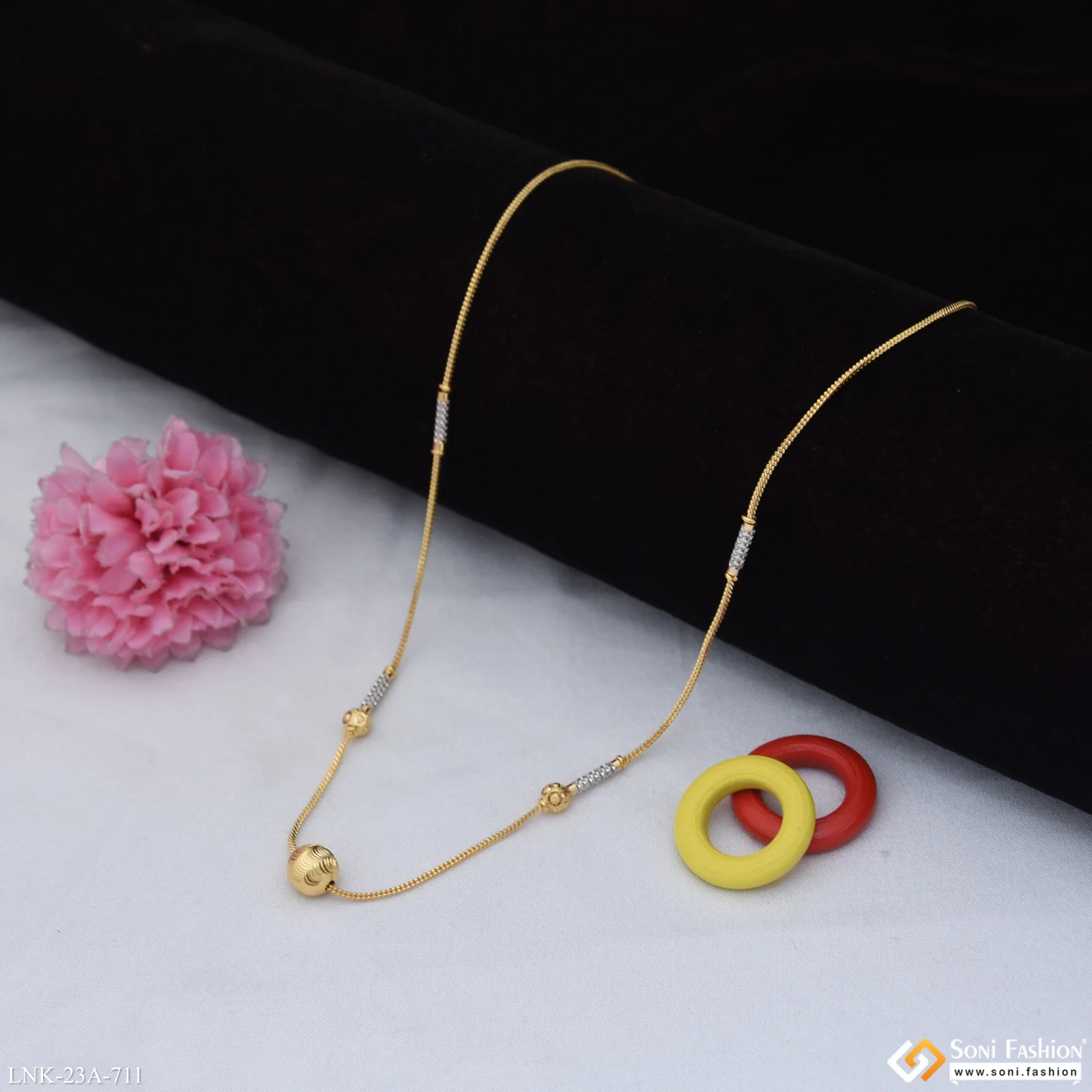 1 Gram Gold Plated Dazzling Design Necklace for Ladies - Style A711 - Image 4