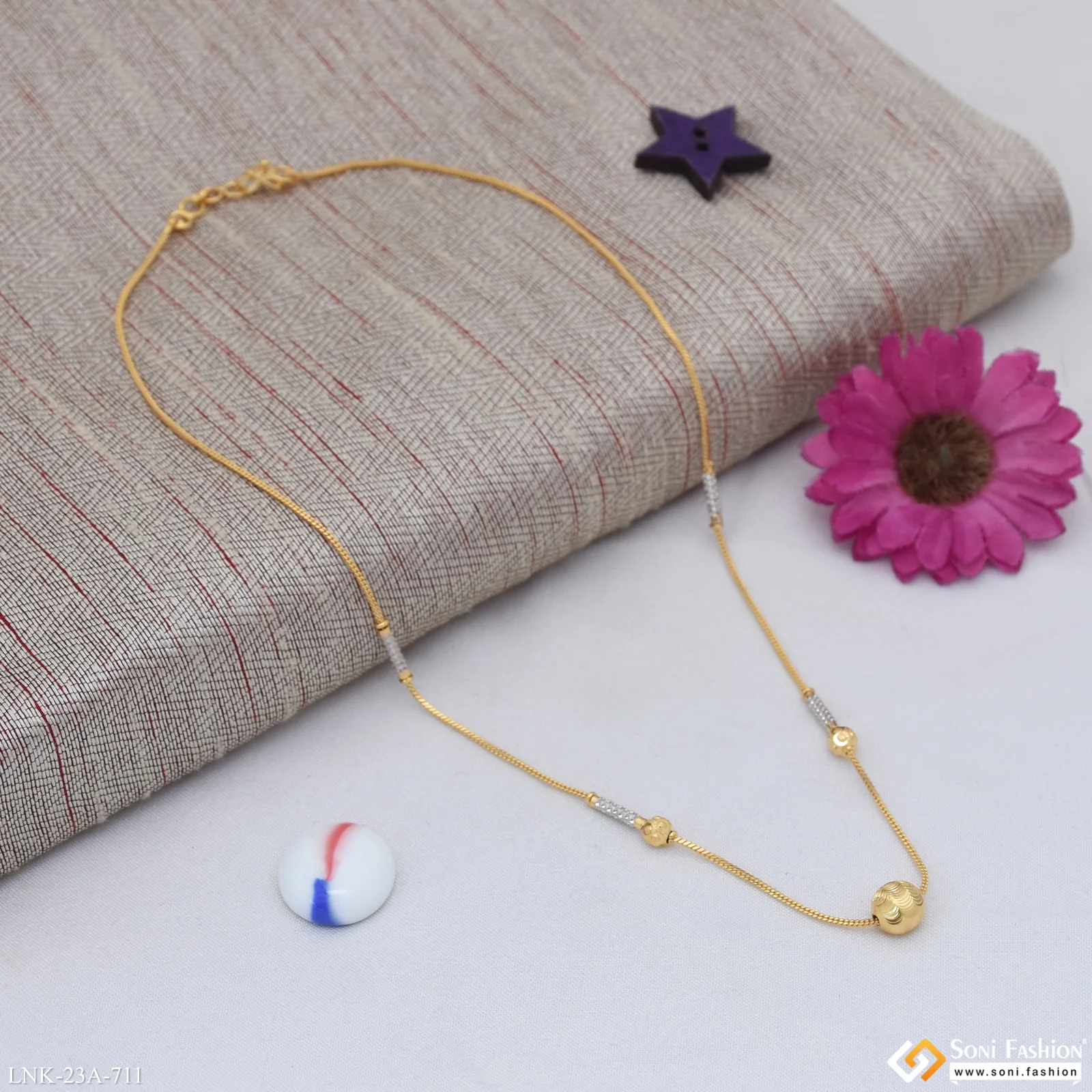 1 Gram Gold Plated Dazzling Design Necklace for Ladies - Style A711 - Image 5