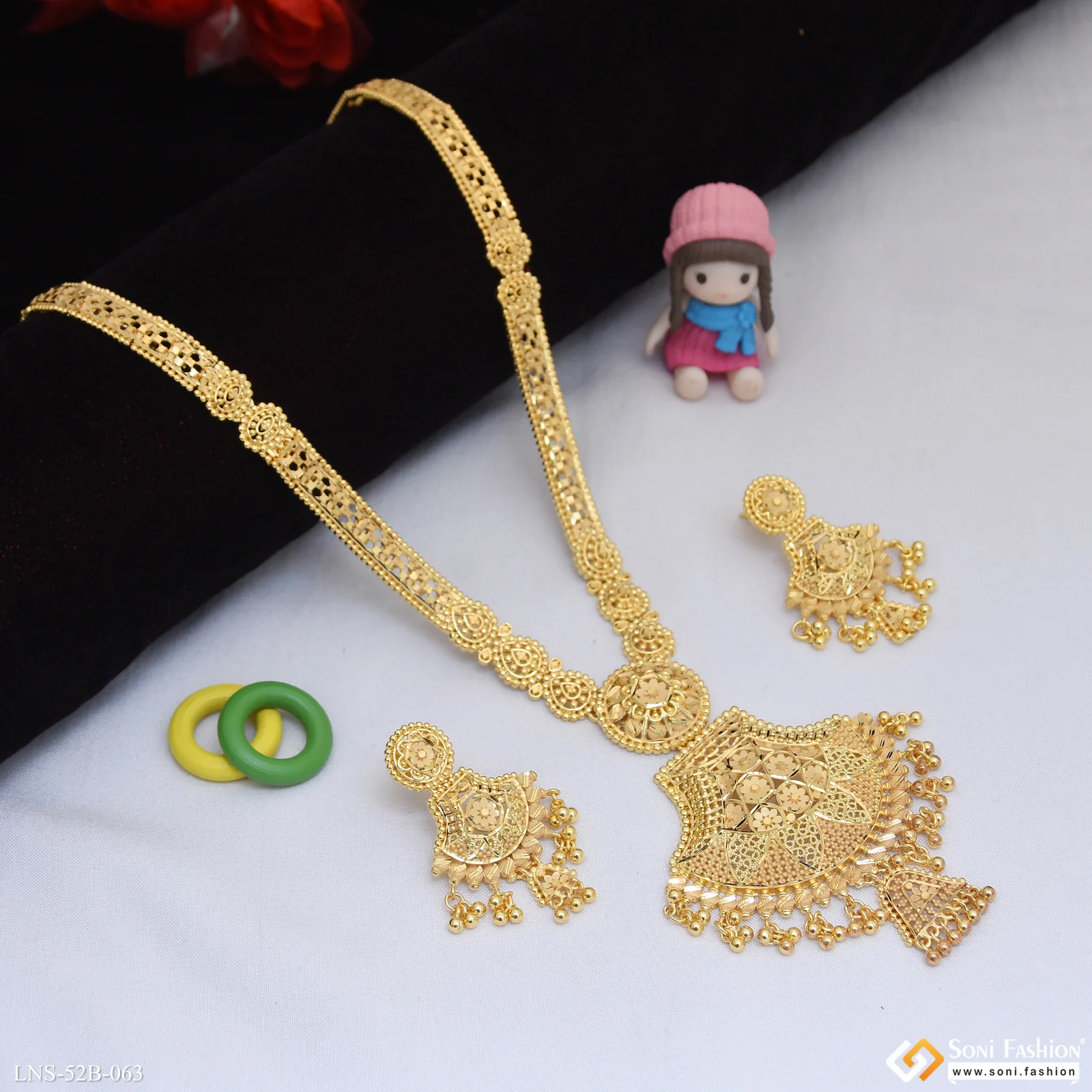 1 Gram Gold Plated Dazzling Design Necklace Set for Women - Style B063 - Image 3