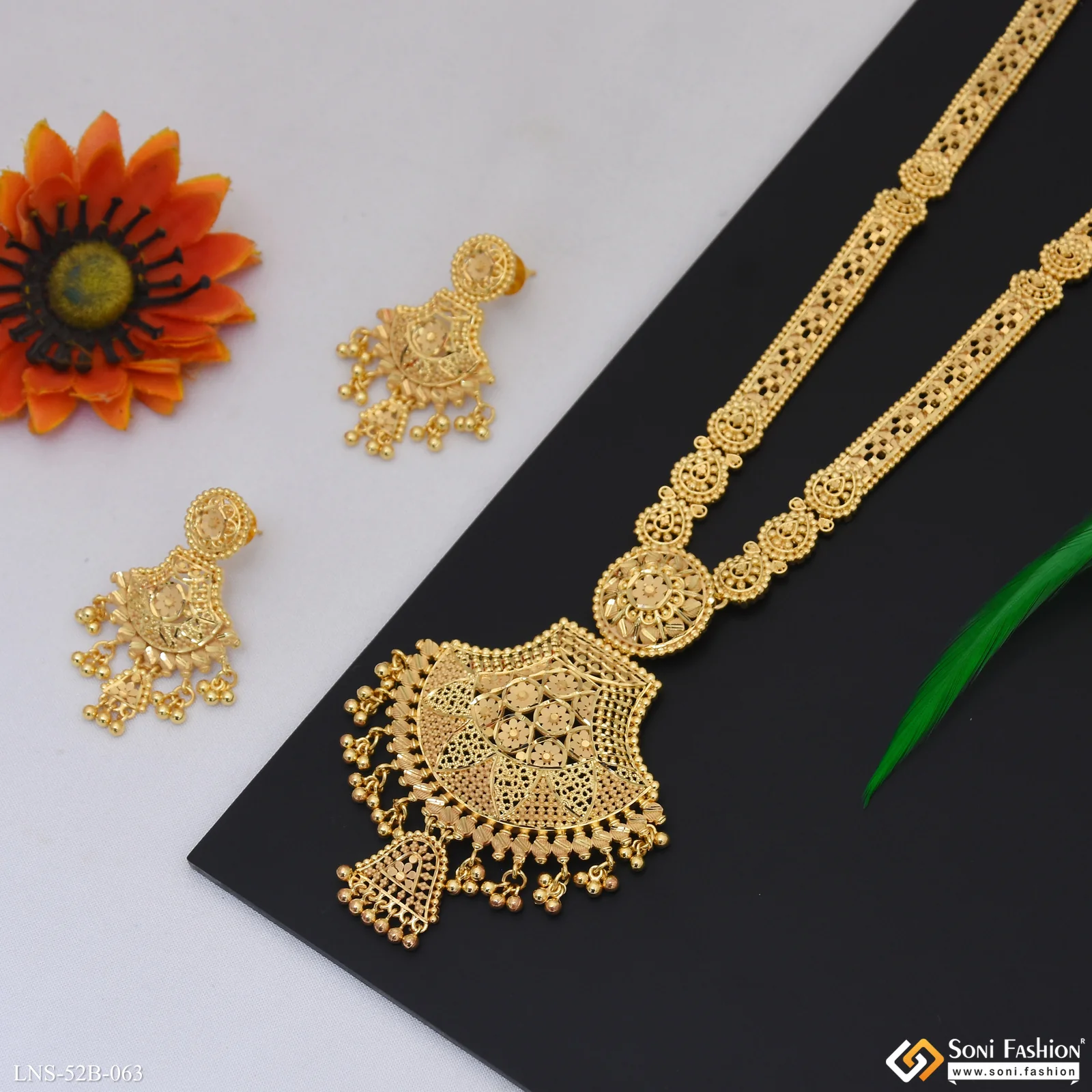 1 Gram Gold Plated Dazzling Design Necklace Set for Women - Style B063 - Image 4