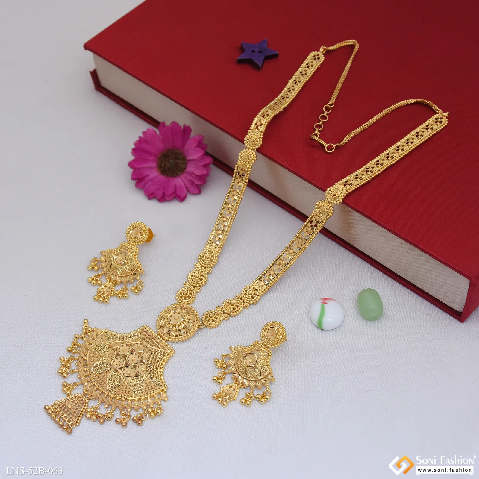 1 Gram Gold Plated Dazzling Design Necklace Set for Women - Style B063 - Image 5