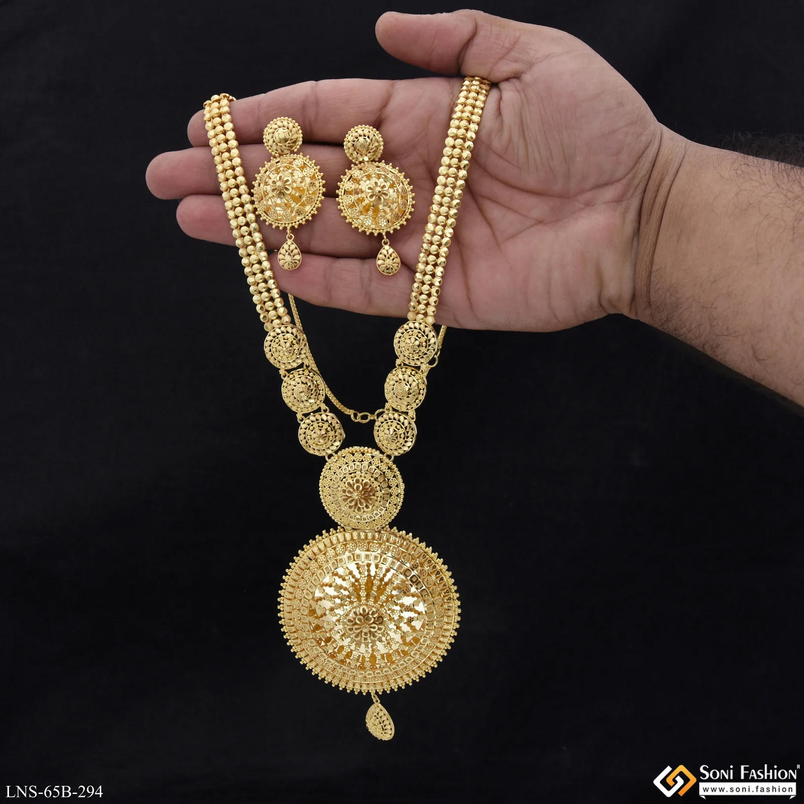 1 Gram Gold Plated Dazzling Design Necklace Set for Women - Style B294 - Image 2