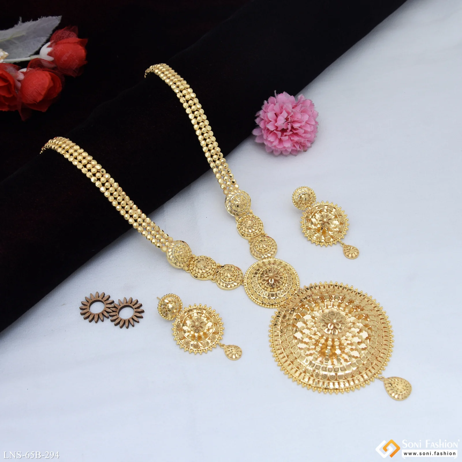 1 Gram Gold Plated Dazzling Design Necklace Set for Women - Style B294 - Image 4