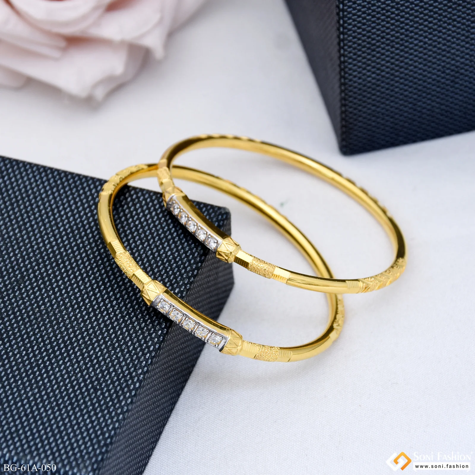 1 Gram Gold Plated Decorative Design Bangles for Ladies - Style A050 - Image 2