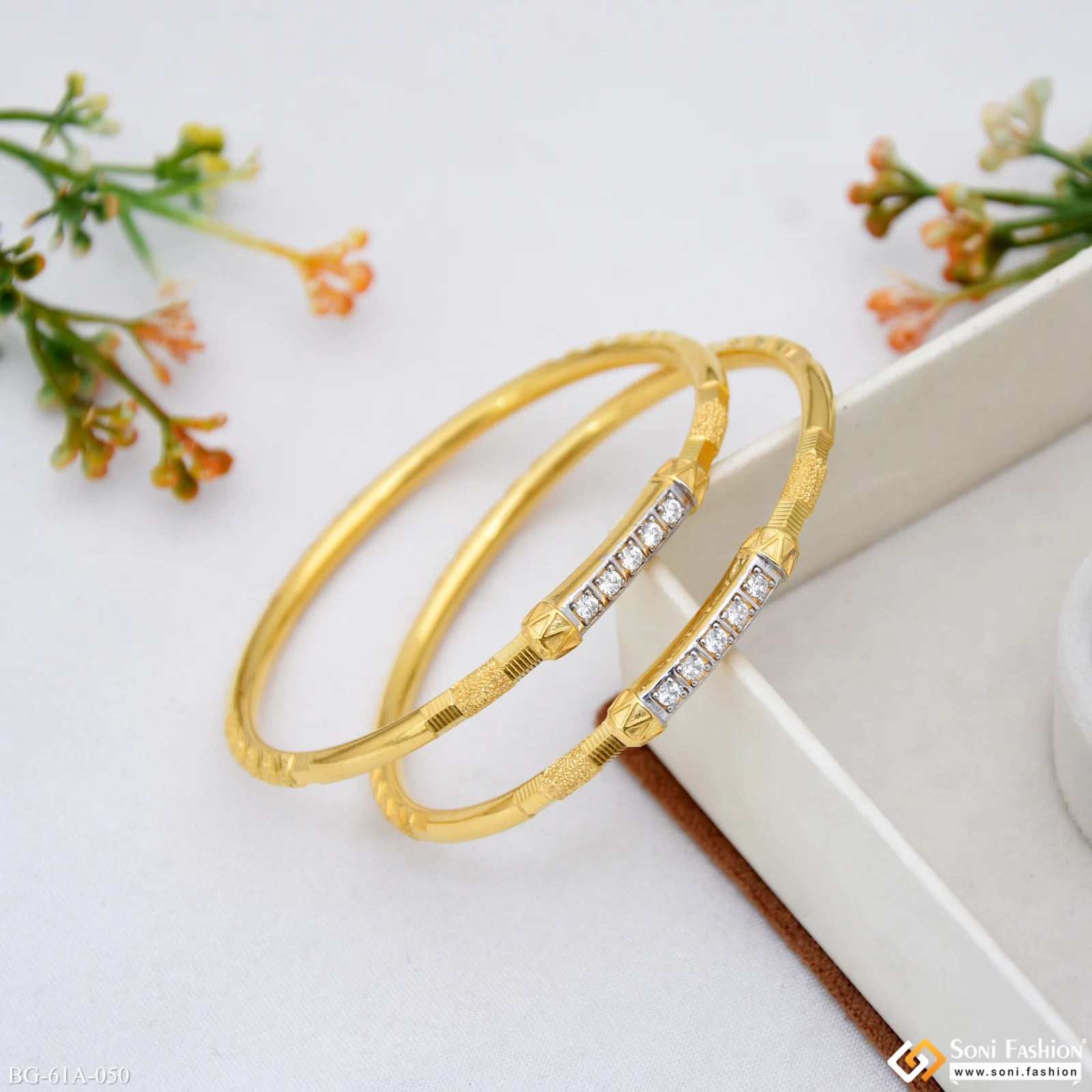 1 Gram Gold Plated Decorative Design Bangles for Ladies - Style A050 - Image 3