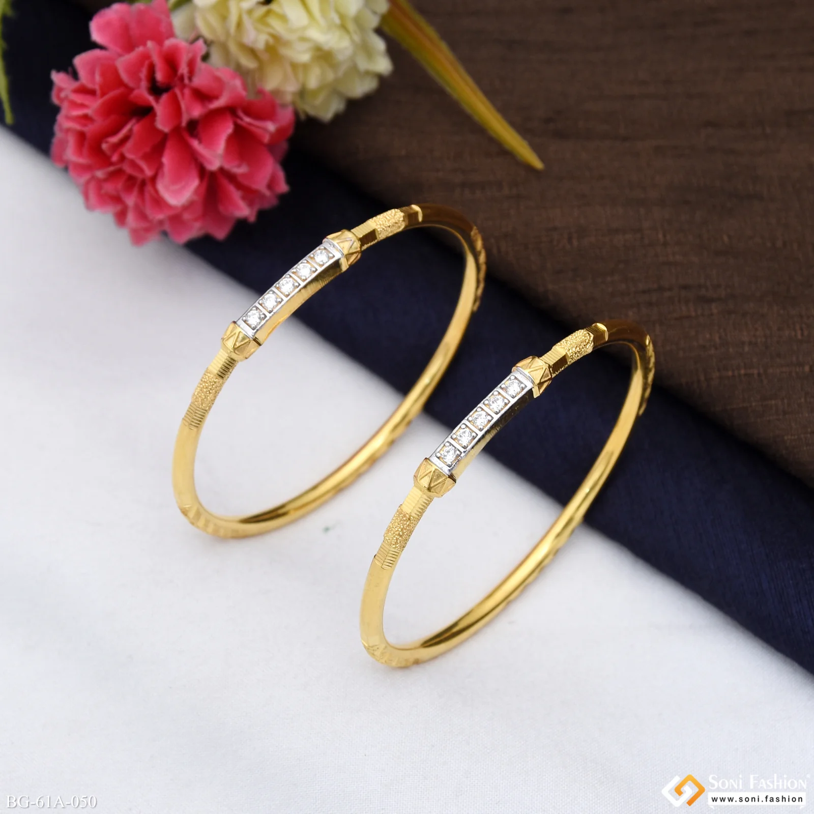 1 Gram Gold Plated Decorative Design Bangles for Ladies - Style A050 - Image 5