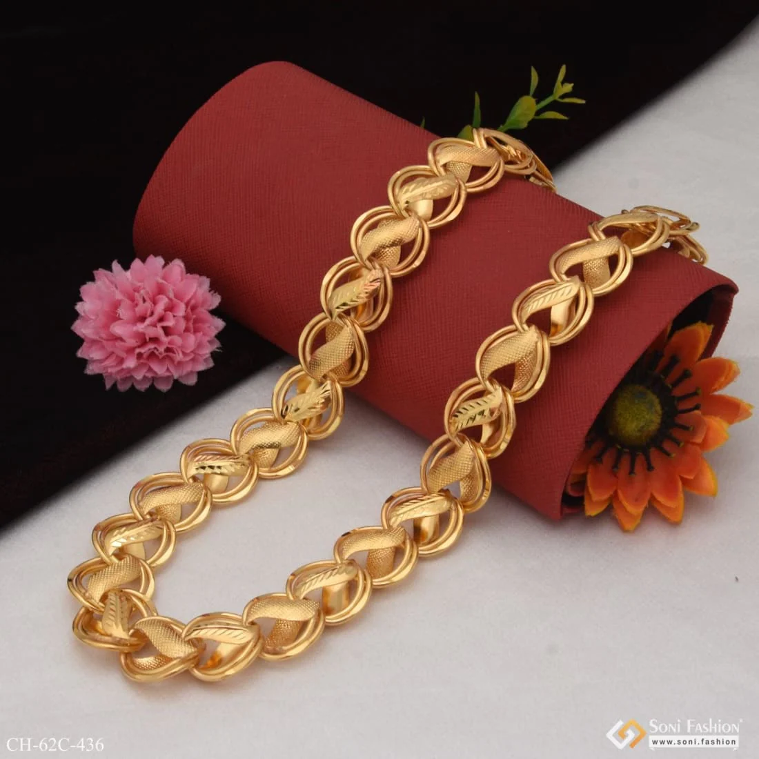 1 Gram Gold Plated Decorative Design Kohli Chain for Men - Style C436 - Image 3