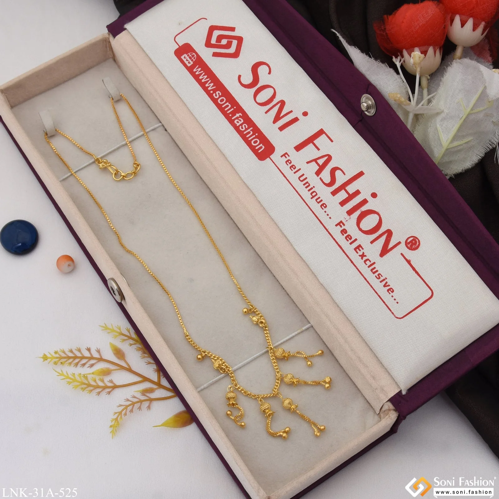 1 Gram Gold Plated Decorative Design Necklace for Ladies - Style A525 - Image 3