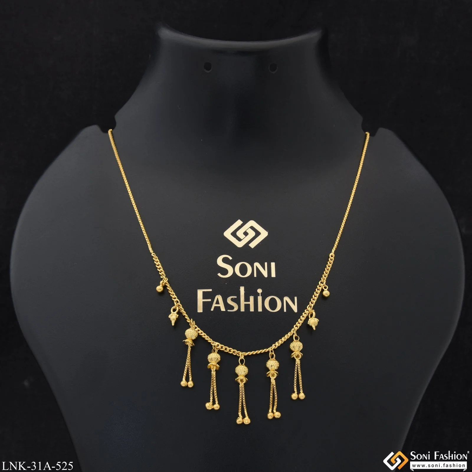 1 Gram Gold Plated Decorative Design Necklace for Ladies - Style A525 - Image 4