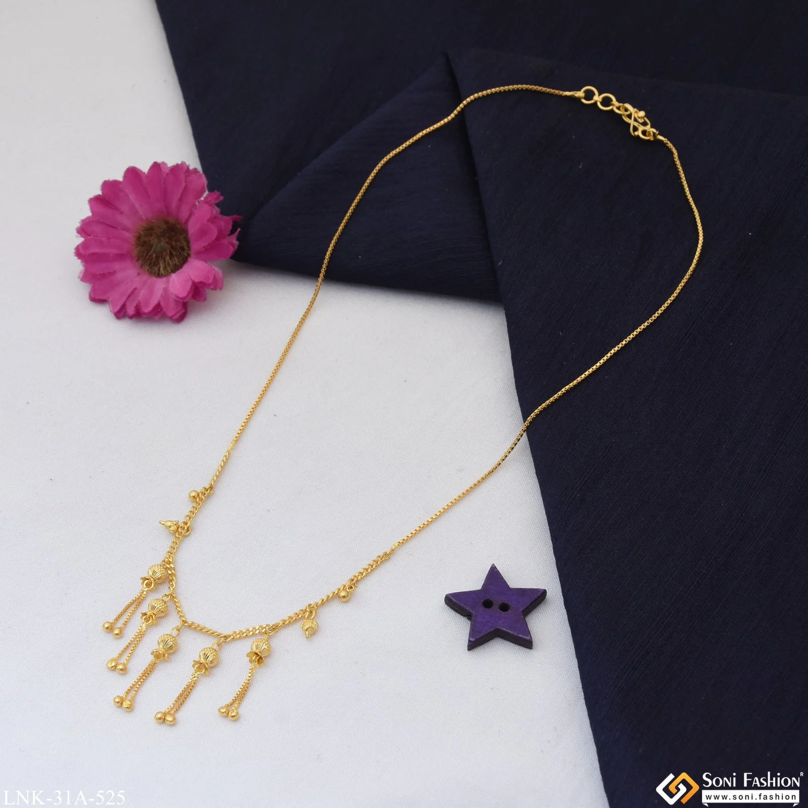 1 Gram Gold Plated Decorative Design Necklace for Ladies - Style A525 - Image 5