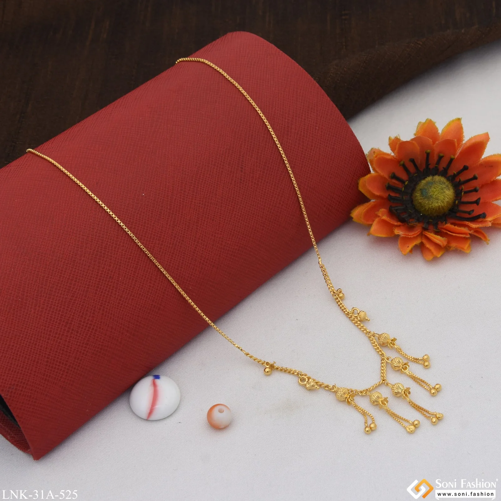 1 Gram Gold Plated Decorative Design Necklace for Ladies - Style A525 - Image 6