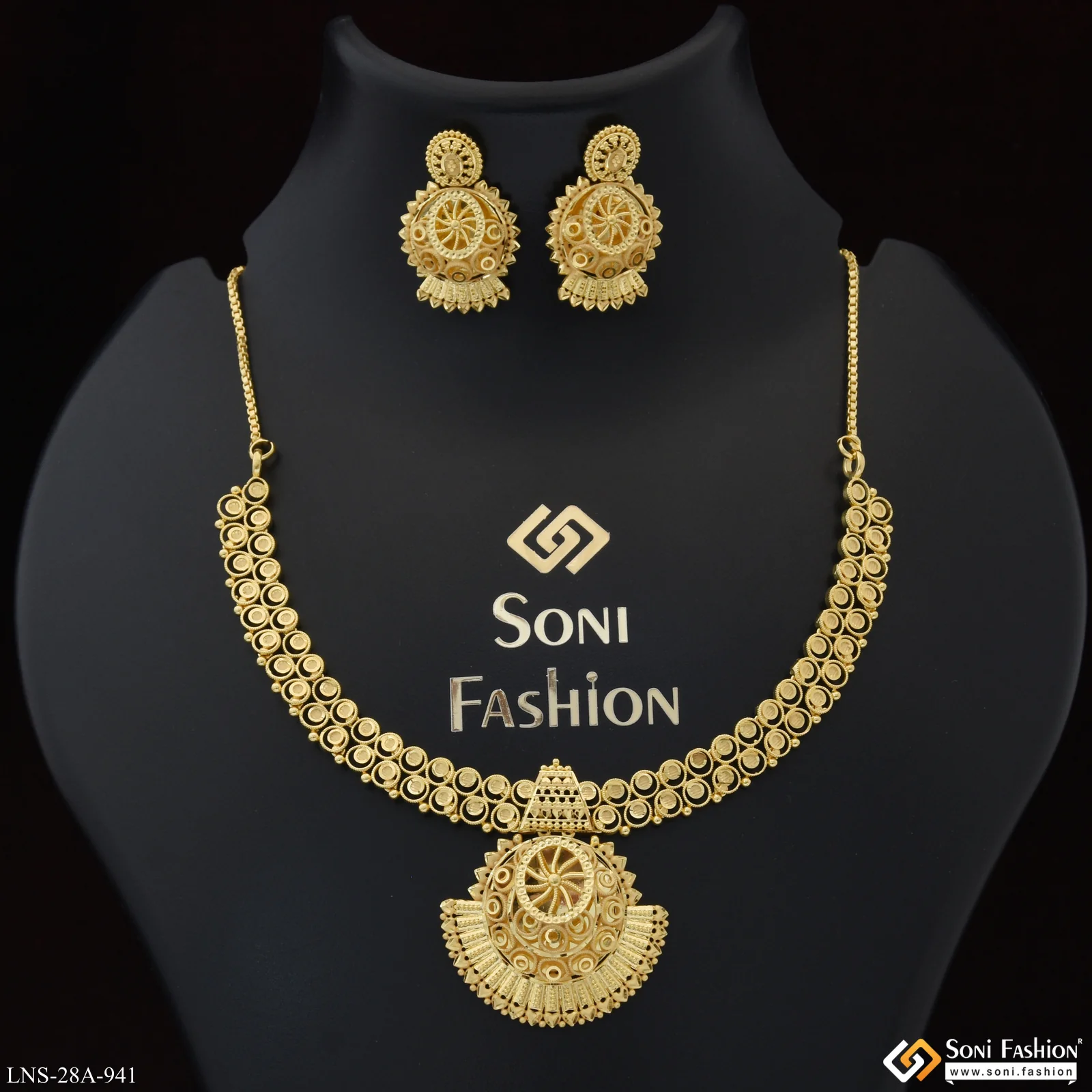 1 Gram Gold Plated Decorative Design Necklace Set for Women - Style A941 - Image 2