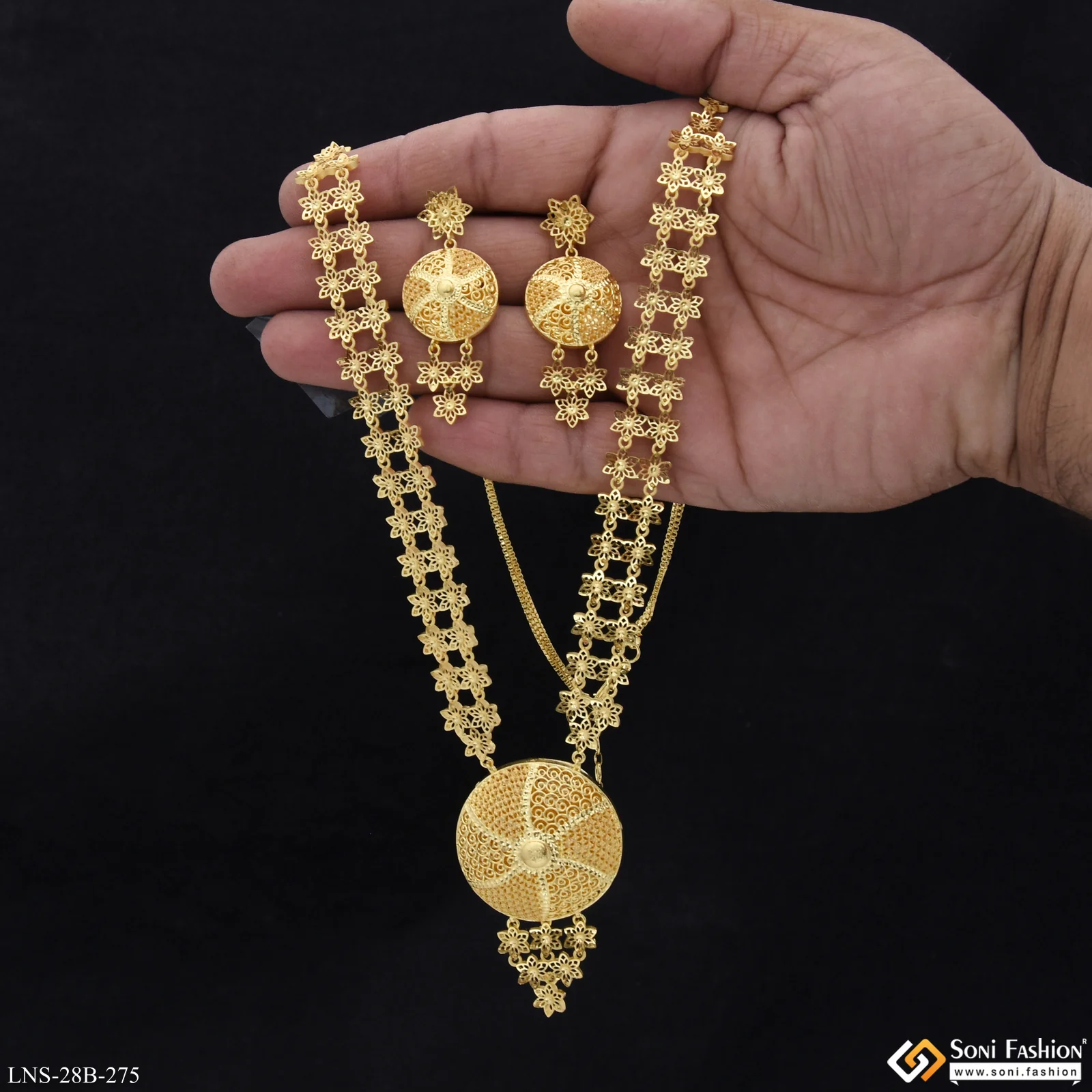 1 Gram Gold Plated Decorative Design Necklace Set for Women - Style B275 - Image 2