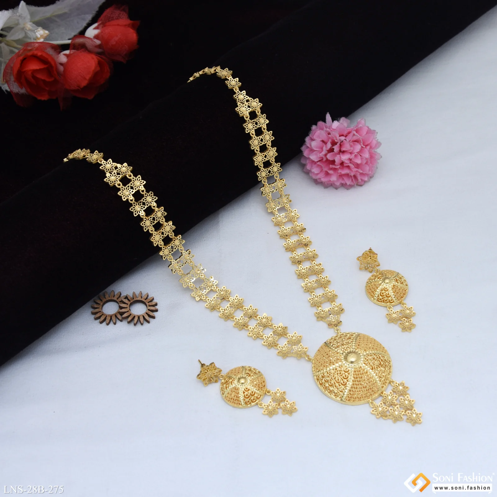 1 Gram Gold Plated Decorative Design Necklace Set for Women - Style B275 - Image 3