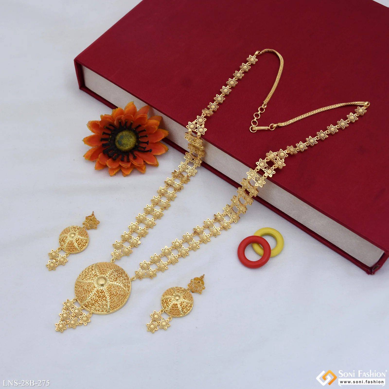 1 Gram Gold Plated Decorative Design Necklace Set for Women - Style B275 - Image 5