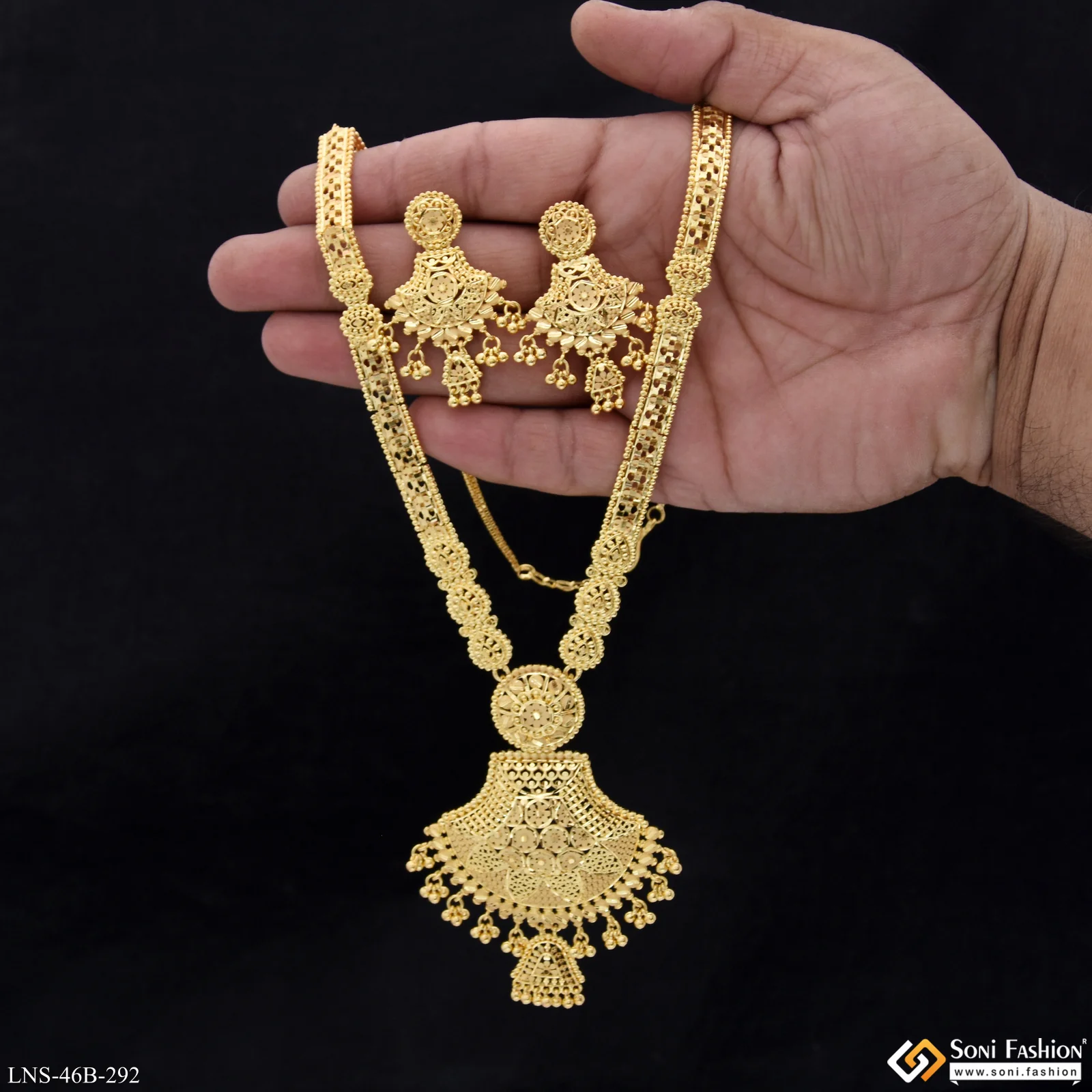 1 Gram Gold Plated Decorative Design Necklace Set for Women - Style B292 - Image 2