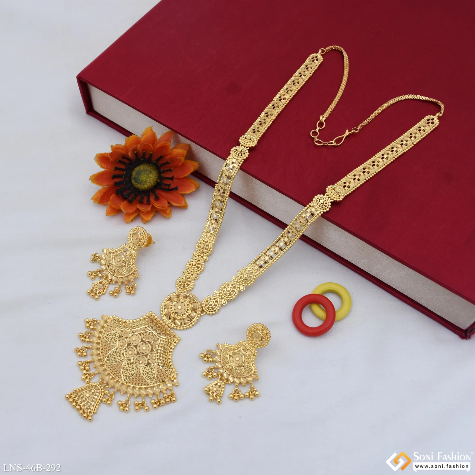 1 Gram Gold Plated Decorative Design Necklace Set for Women - Style B292 - Image 5