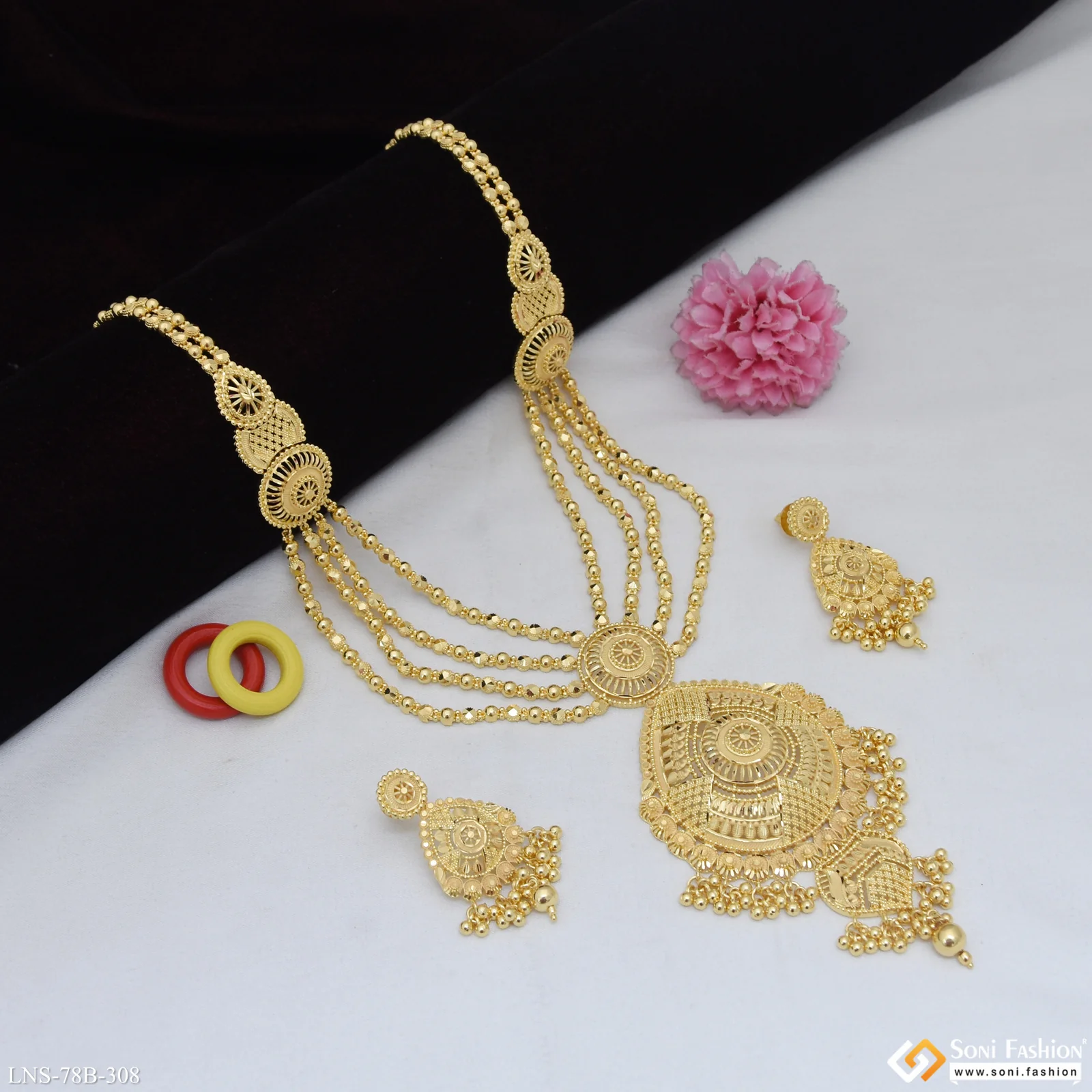 1 Gram Gold Plated Decorative Design Necklace Set for Women - Style B308 - Image 4