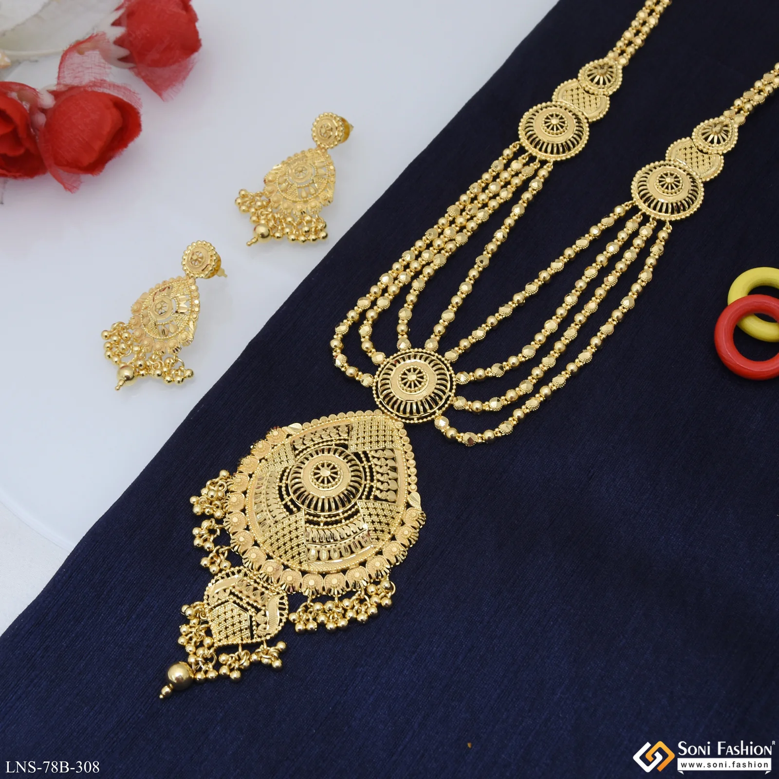 1 Gram Gold Plated Decorative Design Necklace Set for Women - Style B308 - Image 5