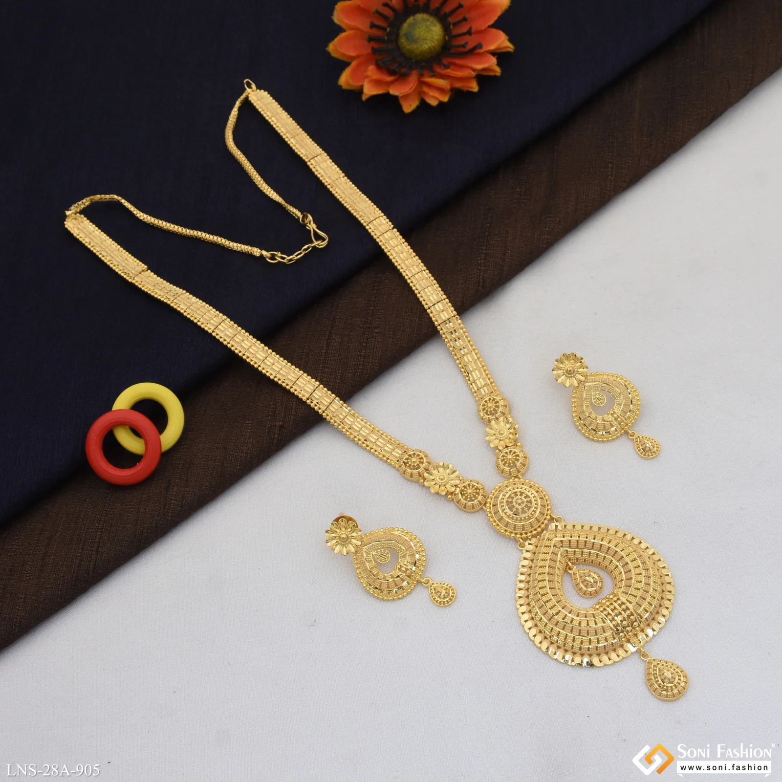 1 Gram Gold Plated Decorative Design Rani Haar Necklace Set for Women - Style A905 - Image 6