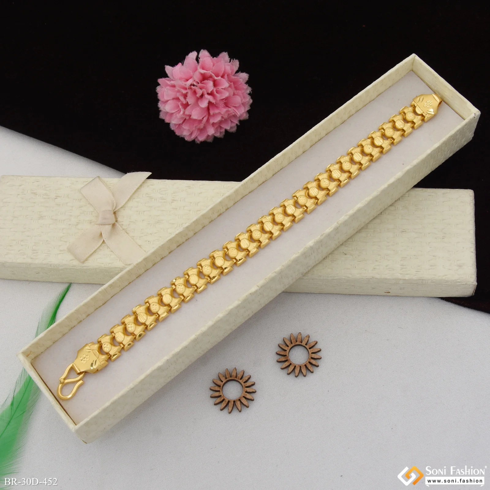 1 Gram Gold Plated Delicate Design Bahubali Bracelet for Men - Style D452 - Image 4